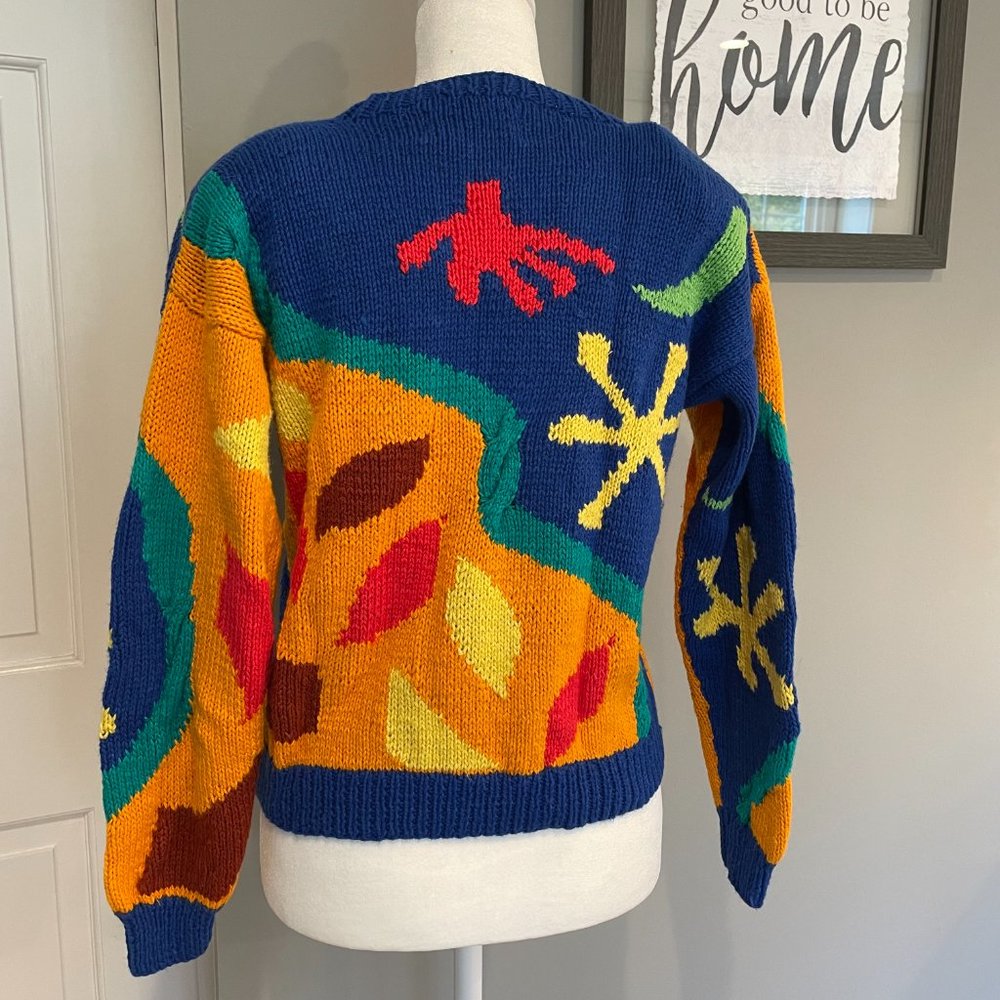 Vintage Jack Winter Petite Vibrant Colors Abstract Women’s Sweater Small - Picture 4 of 11